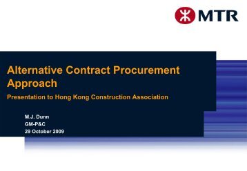 MTR - Target Cost - Hong Kong Construction Association