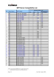 MFP Server Compatibility List