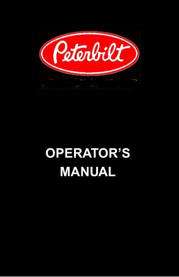 Peterbilt Conventional Trucks Operator's Manual prior to 12-06