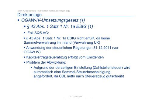 Arbeitskreis Investmentfonds/Direktanlage