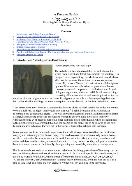 A Fatwa on Purdah - Dhushara