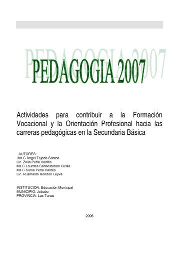 Actividades para contribuir a la FormaciÃƒÂ³n Vocacional y la ...