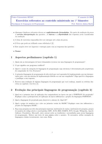 Lista de ExercÃƒÂ­cios do 1o Bimestre - Assembla