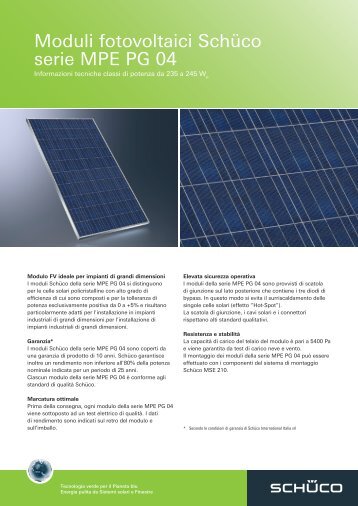 Moduli fotovoltaici SchÃ¼co serie MPE PG 04 - Infobuildenergia.it
