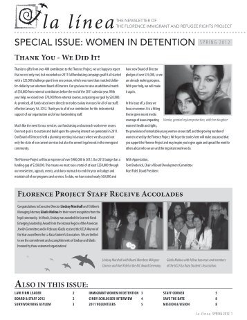 SPECIAL ISSUE: WOMEN IN DETENTION - The Florence Project
