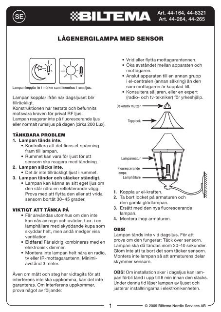 1 LÃ¥GENERGILAMPA MED SENSOR - Biltema