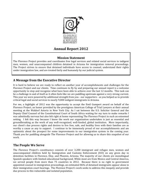 Annual Report 2012 - The Florence Project