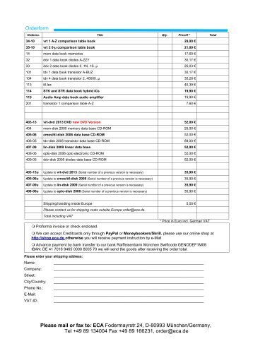 Fax order form - ECA