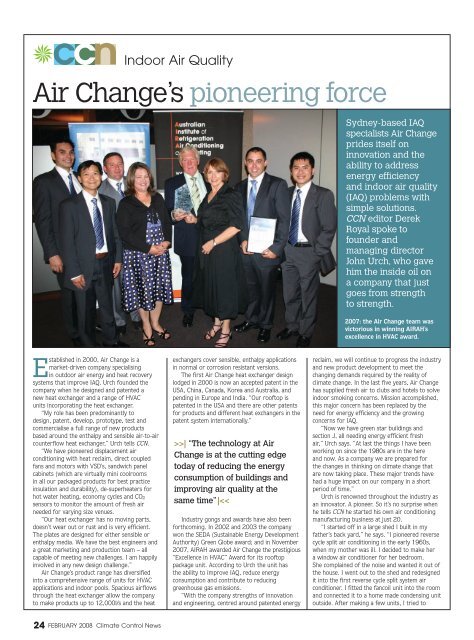 Indoor Air Quality Air Change's Pioneering Force