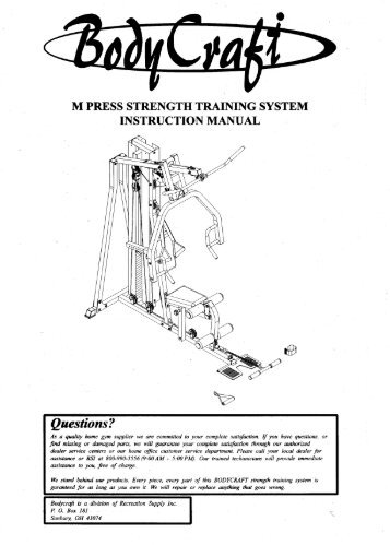 instruction manual m press strength training system - Bodycraft