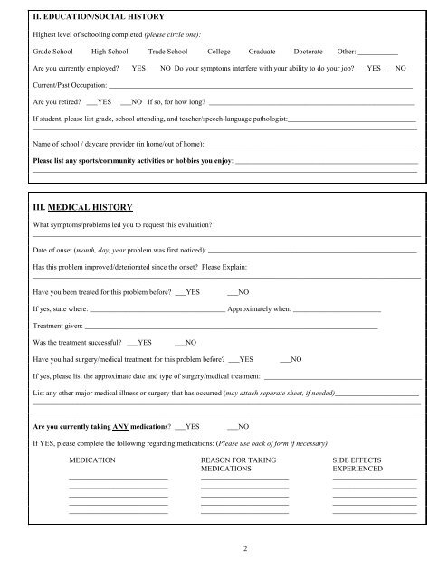 Voice evaluation registration packet