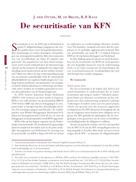 De securitisatie van KFN - Stibbe