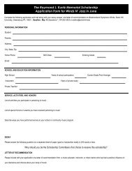 The Raymond L. Kuntz Memorial Scholarship Application Form for ...