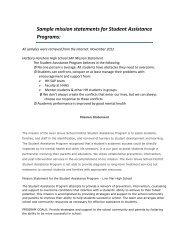 Sample mission statements for Student Assistance Programs:
