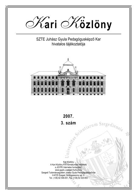 2007. 3. szám - jgypk - Szegedi Tudományegyetem