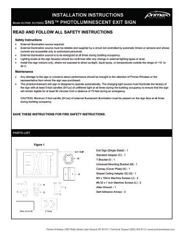 SNS Exit Sign Install ELF600_ELF600G SNSDOC ... - Primex Wireless