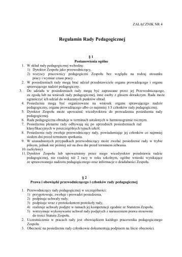 Regulamin Rady Pedagogicznej - ZespÃ³Å SzkÃ³Å Gastronomicznych