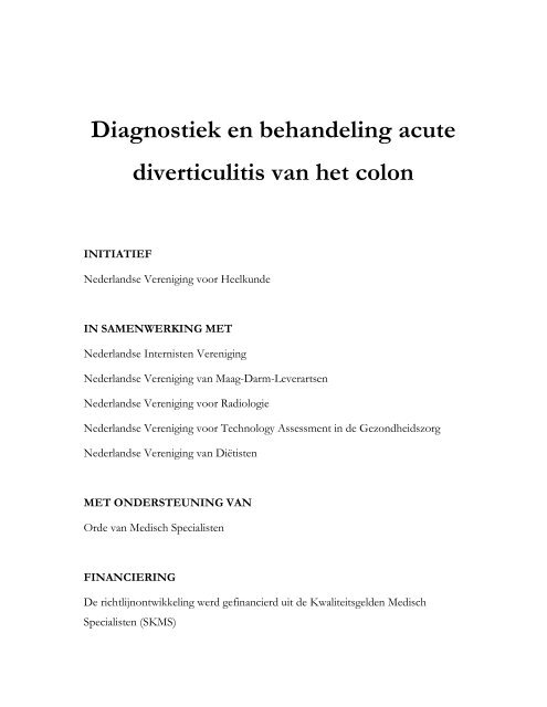 Richtlijn Diagnostiek en behandeling Acute Diverticulitis van het Colon