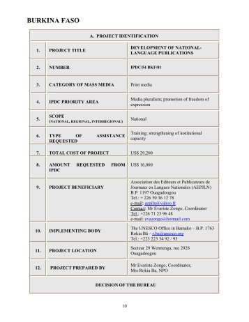 BURKINA FASO - Communication and Information