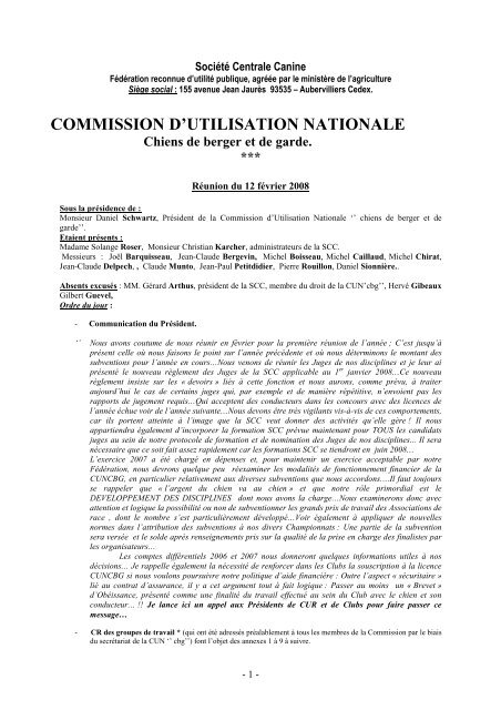 COMMISSION D'UTILISATION NATIONALE Chiens ... - Obeissance.eu