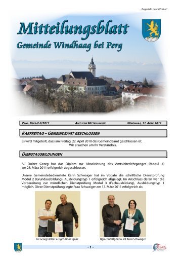 Mitteilungsblatt 11. April 2011 - Gemeinde Windhaag bei Perg