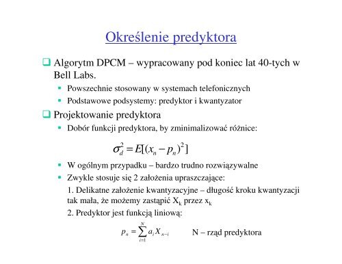 Wykład 12 - kodowanie różnicowe - MARS