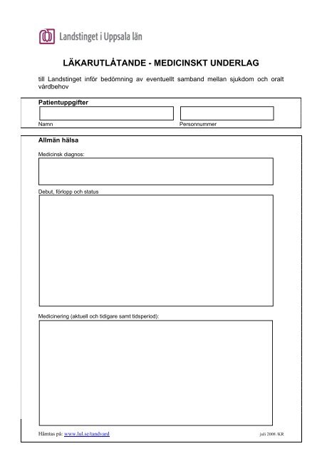 lÃ¤karutlÃ¥tande - medicinskt underlag - ftvuppsala.se