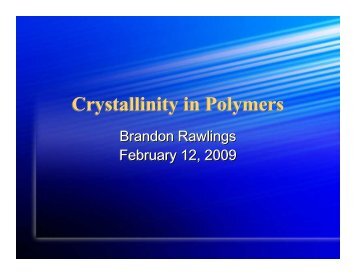 Crystallinity in Polymers