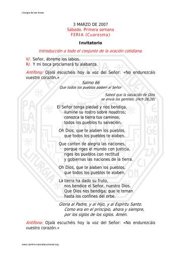 Liturgia de las horas - Camino Neocatecumenal