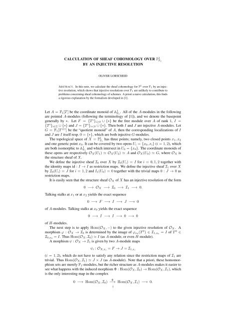 CALCULATION OF SHEAF COHOMOLOGY OVER P1 BY AN ... - Impa