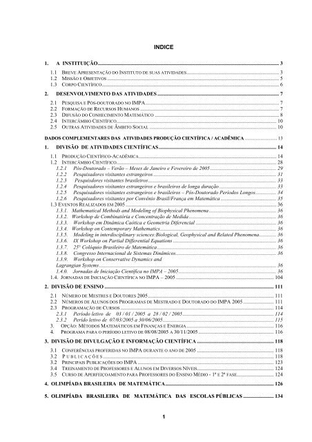 Relatorio De Atividades 2005 Impa