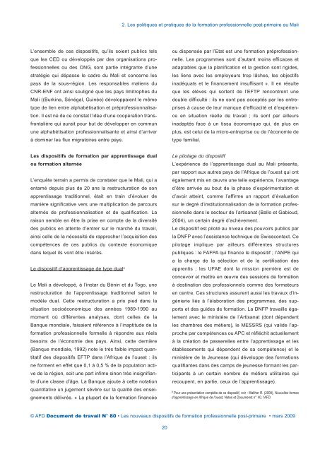 Document de Travail nÂ°80 | Les nouveaux dispositifs - Agence ...