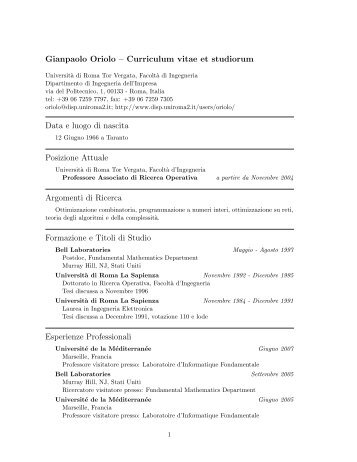 Gianpaolo Oriolo – Curriculum vitae et studiorum Data e luogo di ...