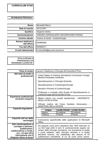 CV - Azienda Ospedaliero-Universitaria Pisana