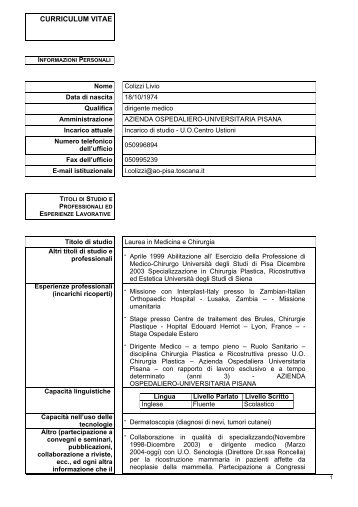 CV - Azienda Ospedaliero-Universitaria Pisana