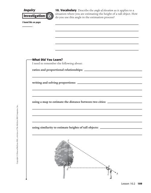 Investigation Notebook and Reflection Journal - McGraw-Hill Higher ...