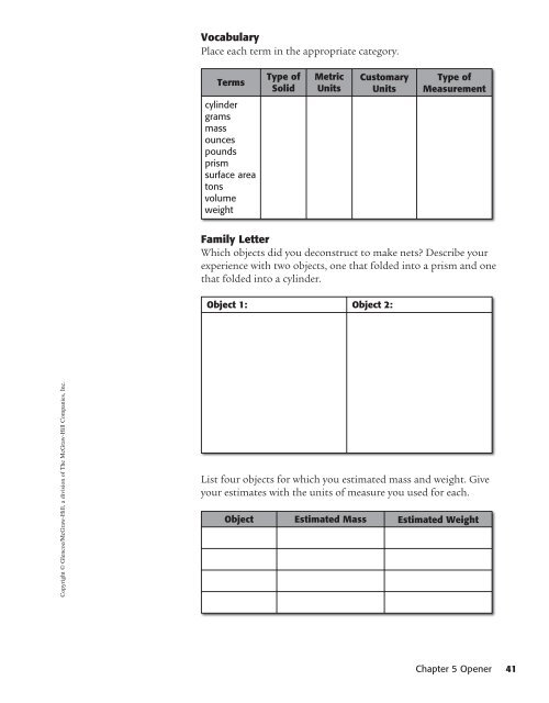 Investigation Notebook and Reflection Journal - McGraw-Hill Higher ...