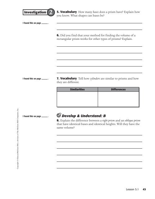 Investigation Notebook and Reflection Journal - McGraw-Hill Higher ...