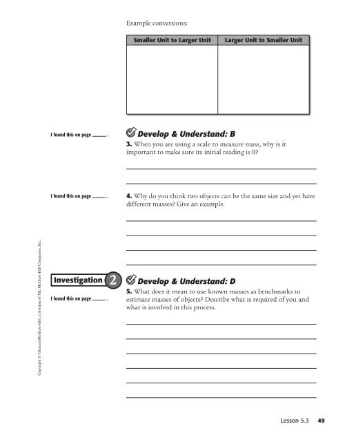 Investigation Notebook and Reflection Journal - McGraw-Hill Higher ...