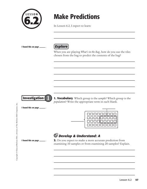 Investigation Notebook and Reflection Journal - McGraw-Hill Higher ...