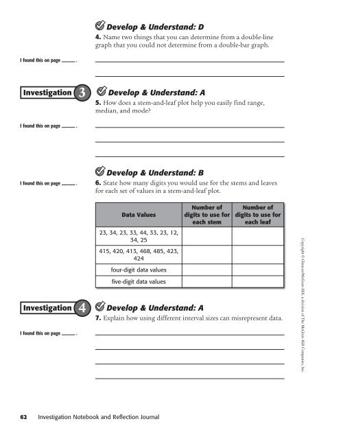 Investigation Notebook and Reflection Journal - McGraw-Hill Higher ...