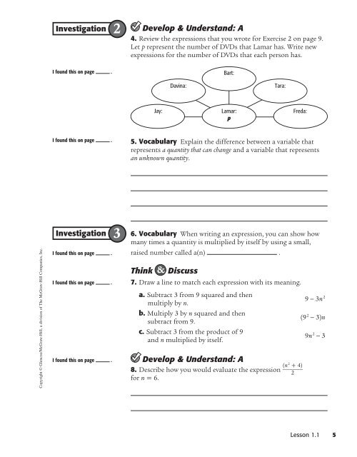 Investigation Notebook and Reflection Journal - McGraw-Hill Higher ...