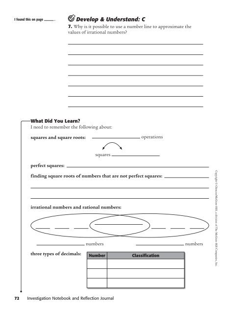 Investigation Notebook and Reflection Journal - McGraw-Hill Higher ...