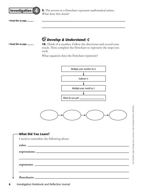 Investigation Notebook and Reflection Journal - McGraw-Hill Higher ...
