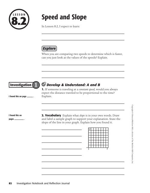 Investigation Notebook and Reflection Journal - McGraw-Hill Higher ...