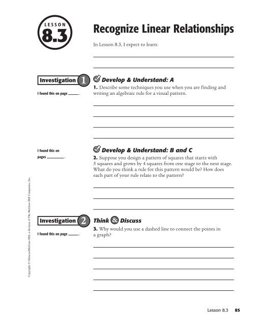 Investigation Notebook and Reflection Journal - McGraw-Hill Higher ...