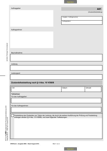 Zustandsfeststellung nach Â§ 4 Abs. 10 VOB/B - Zentraler ThÃ¼ringer ...