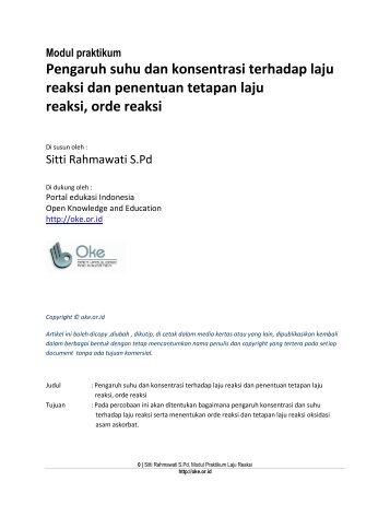 Pengaruh suhu dan konsentrasi terhadap laju reaksi dan penentuan ...