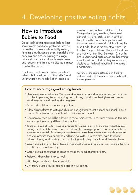 Food and Health Guidelines - Torfaen Family Information Service