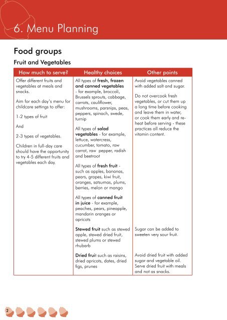 Food and Health Guidelines - Torfaen Family Information Service